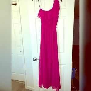 Fuchsia One Shoulder Floor Length Gown